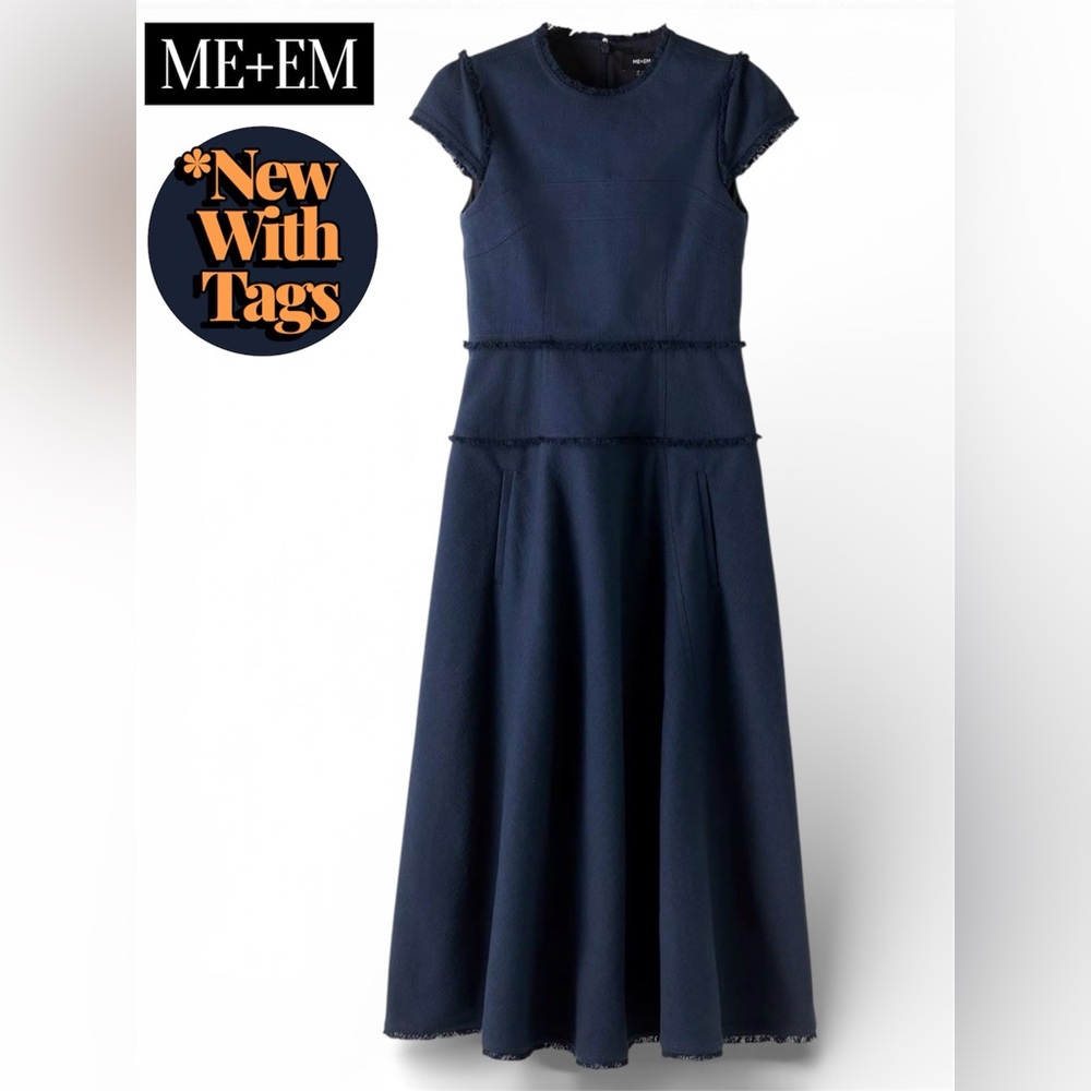 ME+EM - NWT! Size 10 Textured Cap Sleeve MIDI Dress
